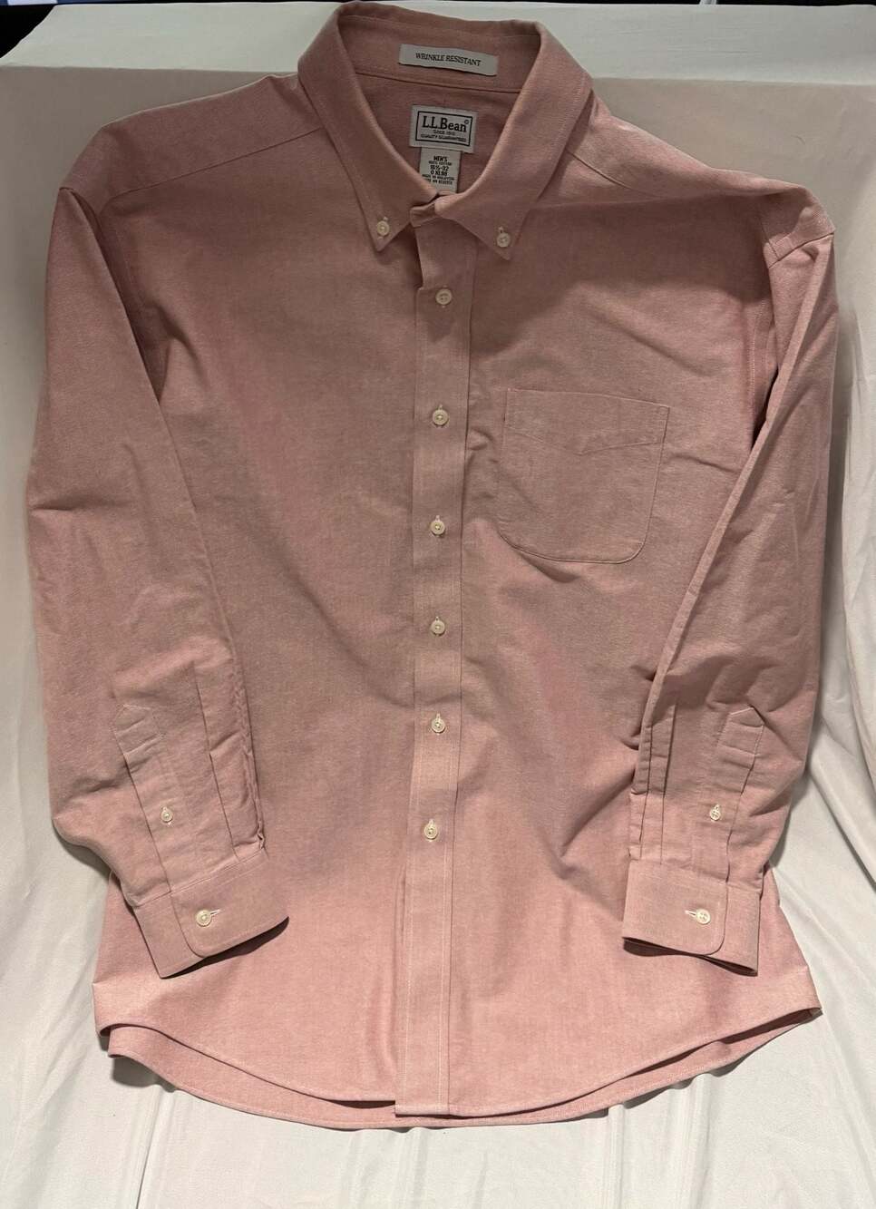 L.L. Bean Shirt Mens 17.5-33 Red Long Sleeve Button Down Item 209410
